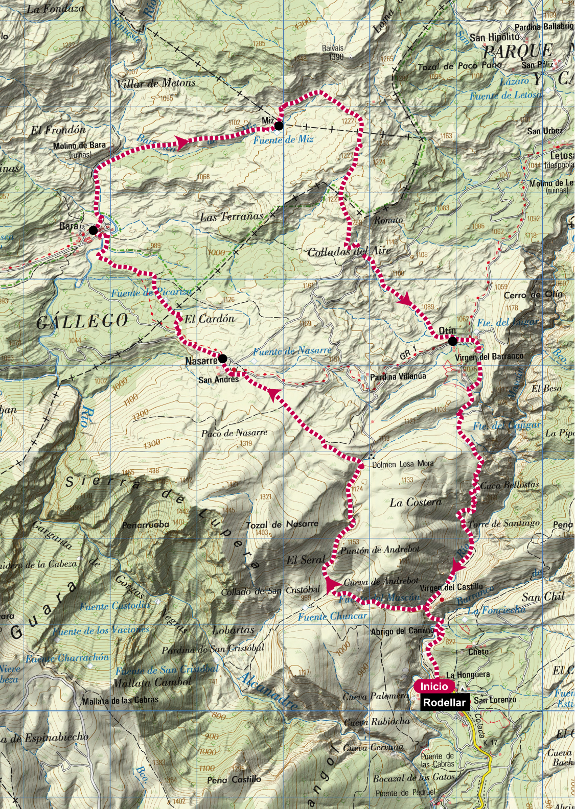 Mapa R4 Trail CatedralesRoca
