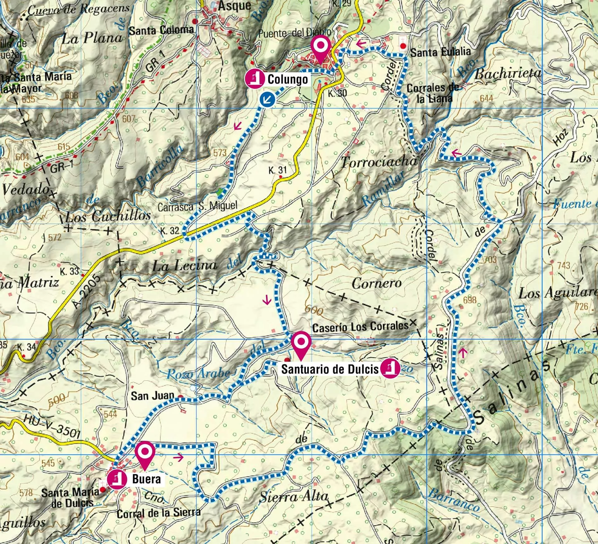 16 colungo buera mapa