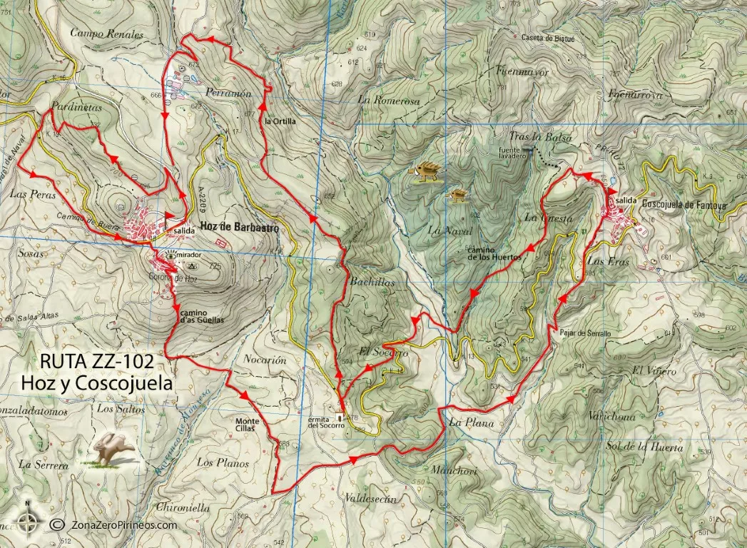 ZZ102 Hoz y Coscojuela mapa