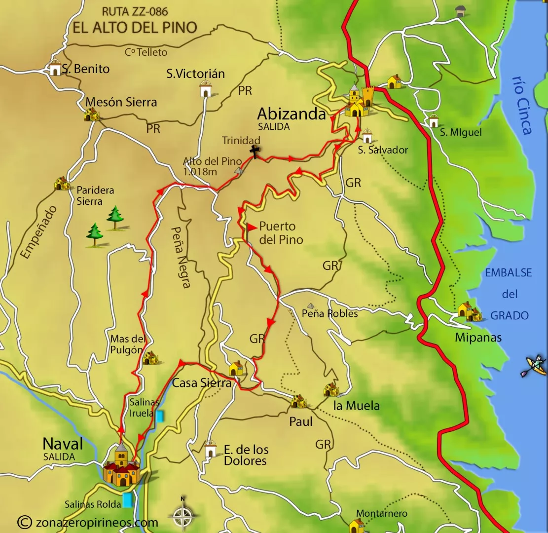 ZZ86 alto del pino mapa