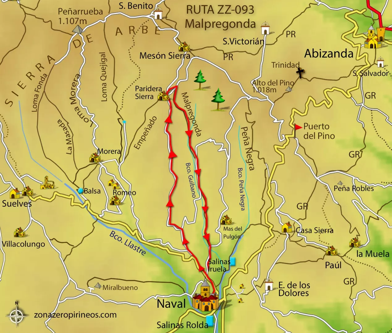 ZZ93 Malpregonda mapa