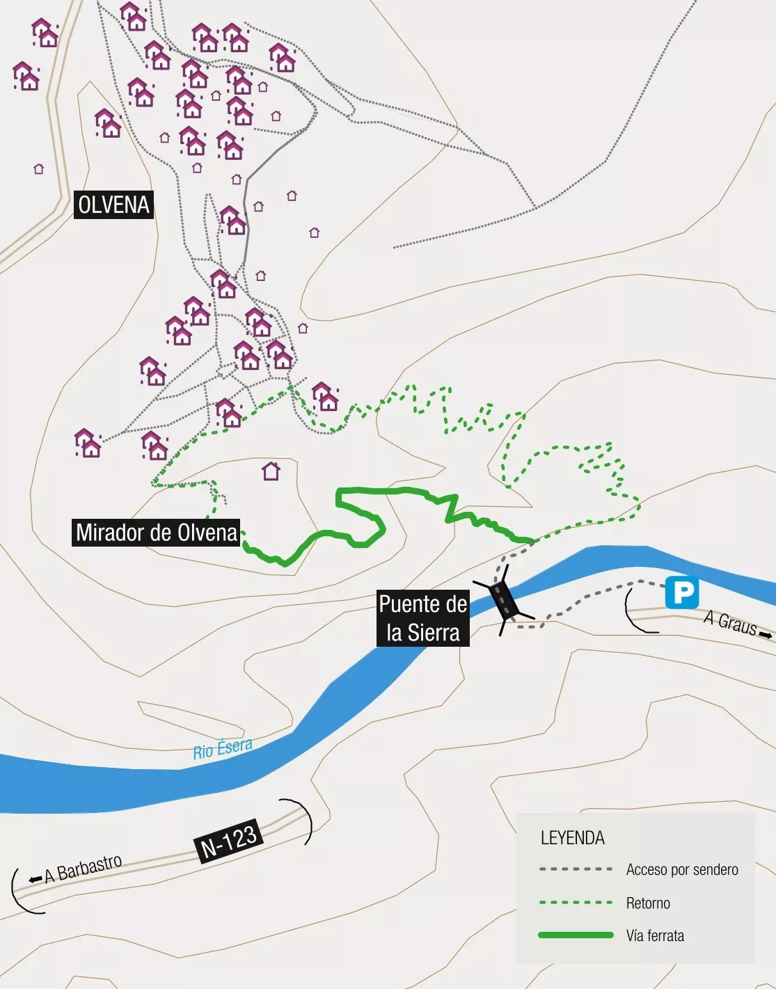 Mapa 5Ferrata Pe&ntilde;as Bierge