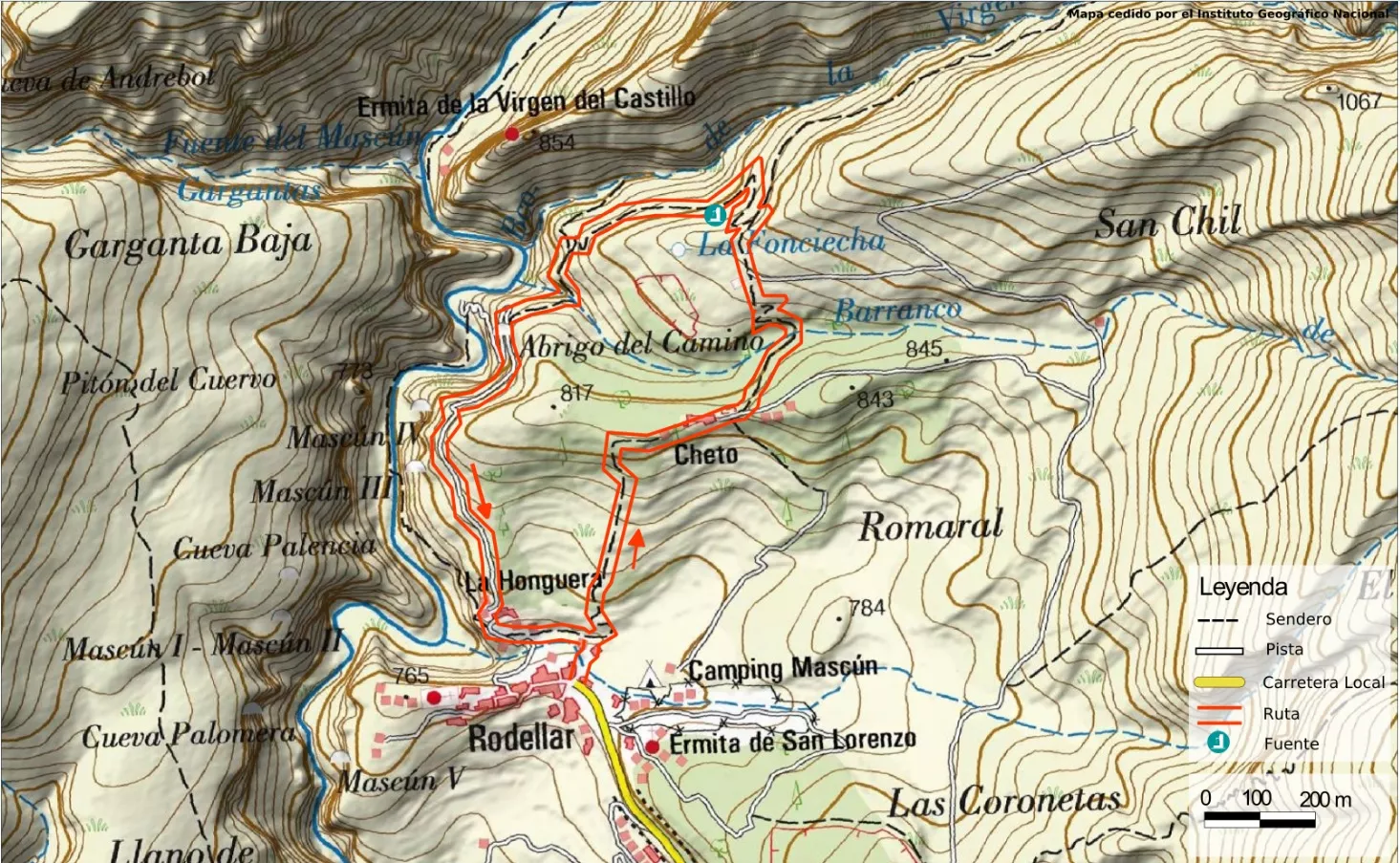 ca&ntilde;ones fluviales mapa